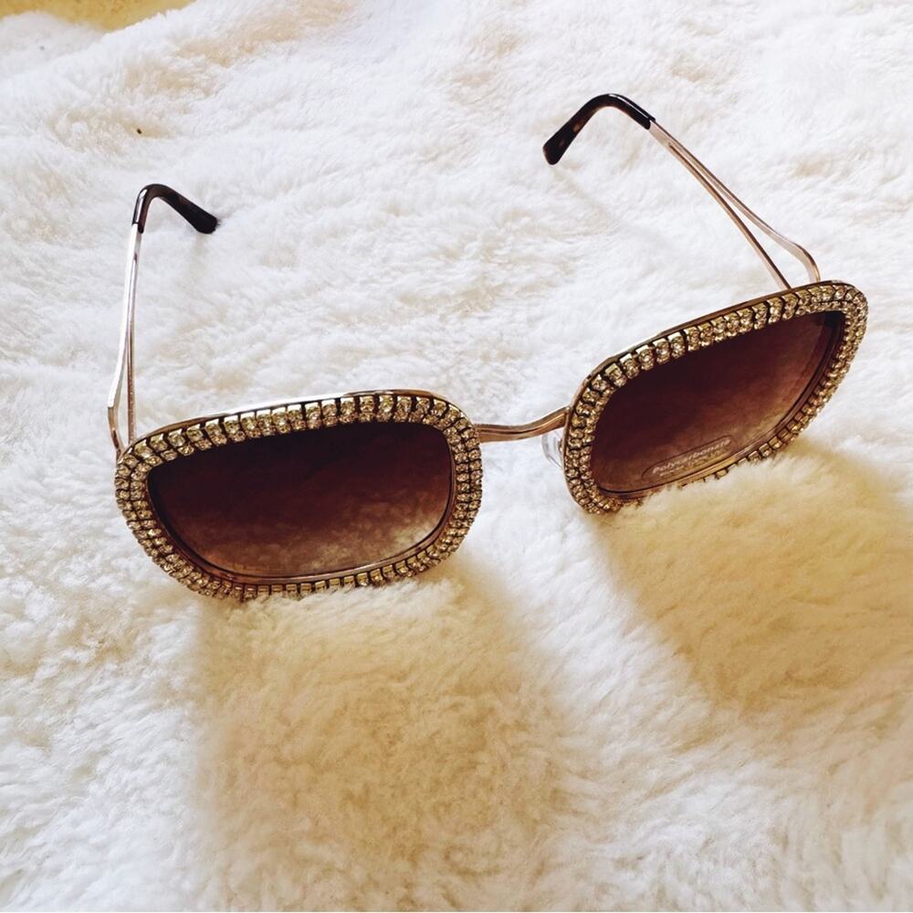 Avelina Brown Crystal Embellished Sunglasses - Picture 8 of 10